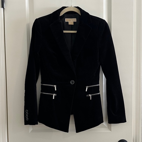 Michael Kors Velvet / Velour Fitted Blazer Jacket Sz 0 - Picture 3 of 13